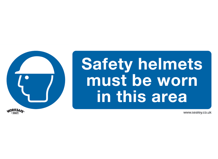 Sealey SS8P1 Mandatory Safety Sign - Safety Helmets Must Be Worn In This Area - Rigid Plastic