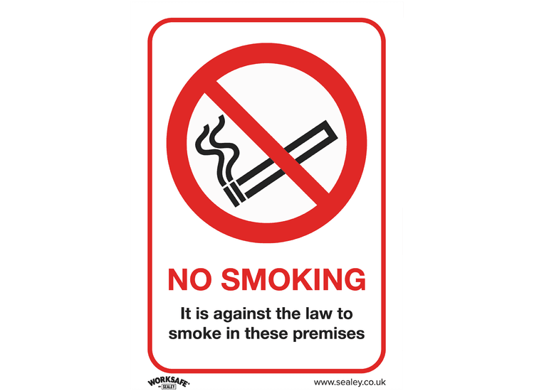 Sealey SS12V1 Prohibition Safety Sign - No Smoking (On Premises) - Self-Adhesive Vinyl
