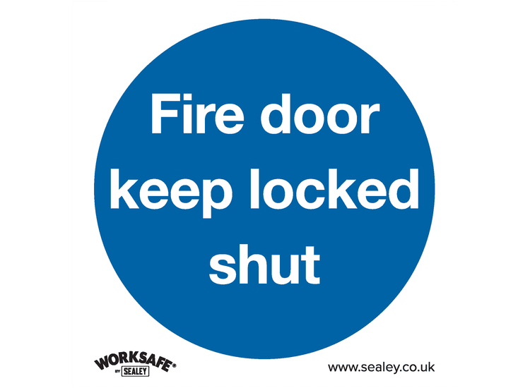 Sealey SS4V10 Mandatory Safety Sign - Fire Door Keep Locked Shut - Self-Adhesive Vinyl - Pack of 10