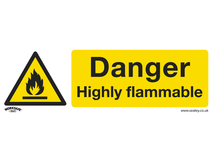 Sealey SS45V1 Warning Safety Sign - Danger Highly Flammable - Self-Adhesive Vinyl