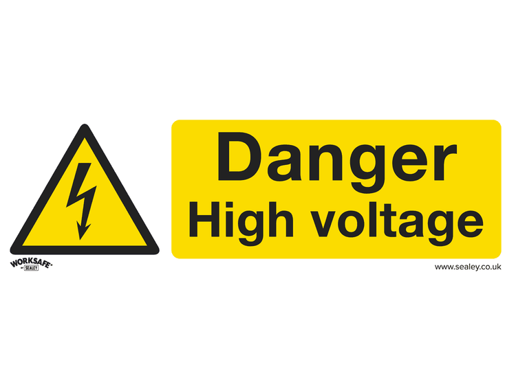 Sealey SS48V10 Warning Safety Sign - Danger High Voltage - Self-Adhesive Vinyl - Pack of 10