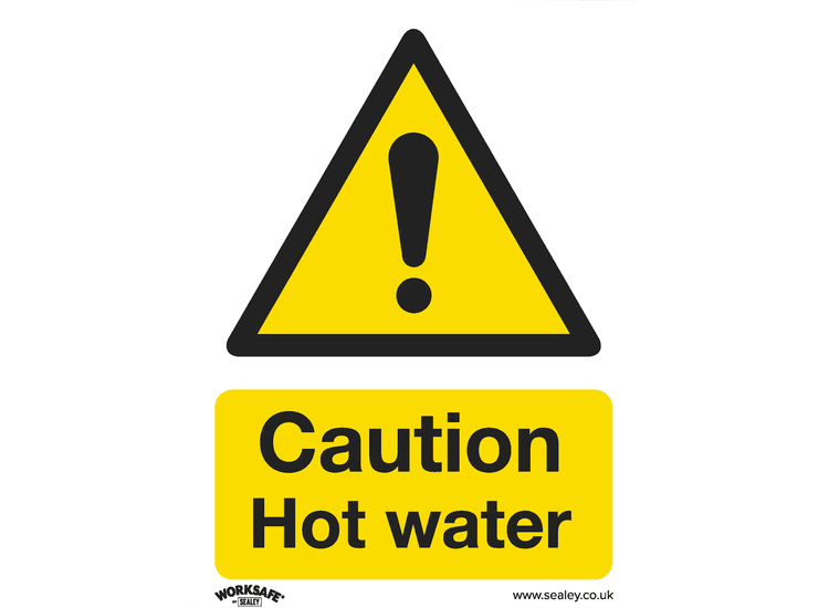 Sealey SS38P1 Warning Safety Sign - Caution Hot Water - Rigid Plastic