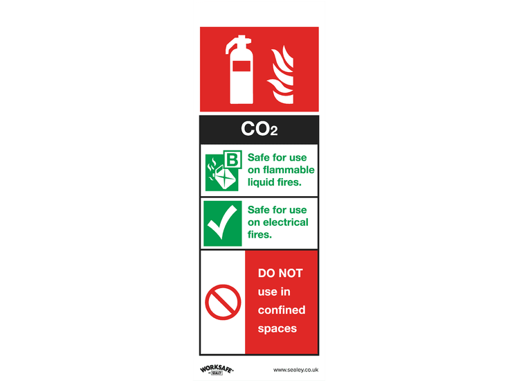 Sealey SS21V1 Safe Conditions Safety Sign - CO2 Fire Extinguisher - Self-Adhesive Vinyl