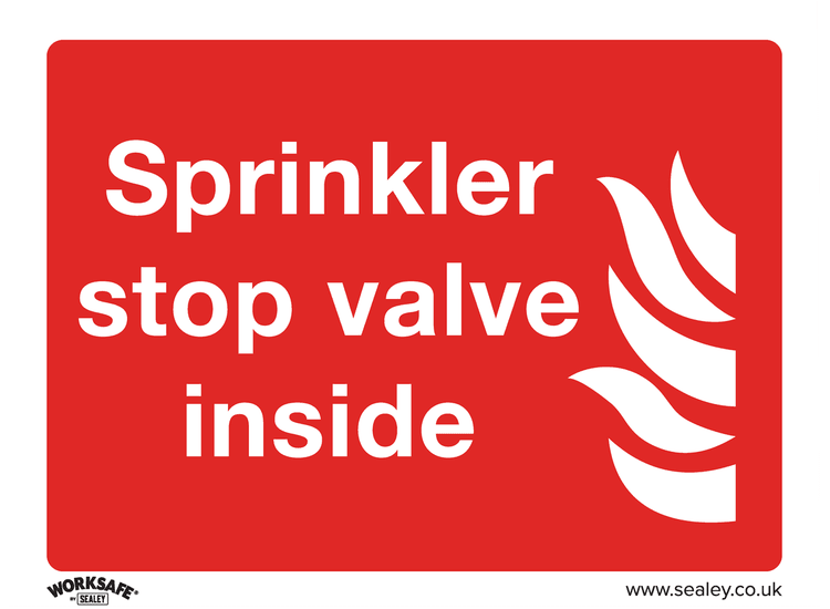Sealey SS23P10 Safe Conditions Safety Sign - Sprinkler Stop Valve - Rigid Plastic - Pack of 10