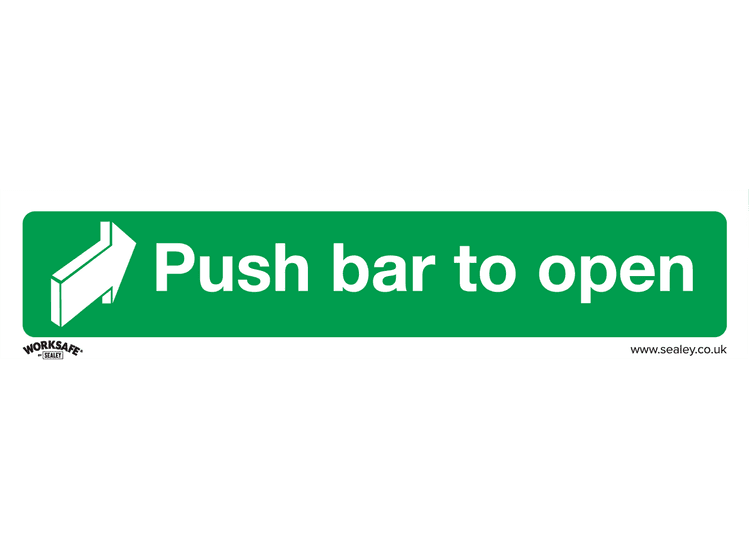 Sealey SS29V1 Safe Conditions Safety Sign - Push Bar To Open - Self-Adhesive Vinyl