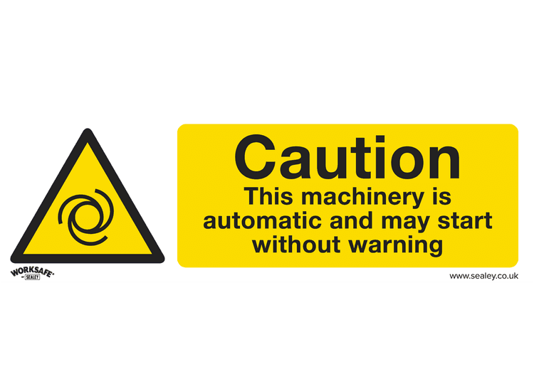 Sealey SS47V1 Warning Safety Sign - Caution Automatic Machinery - Self-Adhesive Vinyl