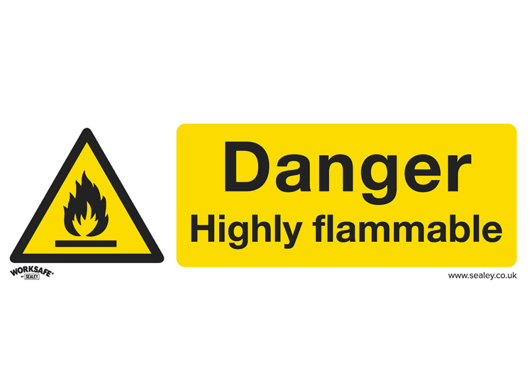 Sealey SS45P1 Warning Safety Sign - Danger Highly Flammable - Rigid Plastic