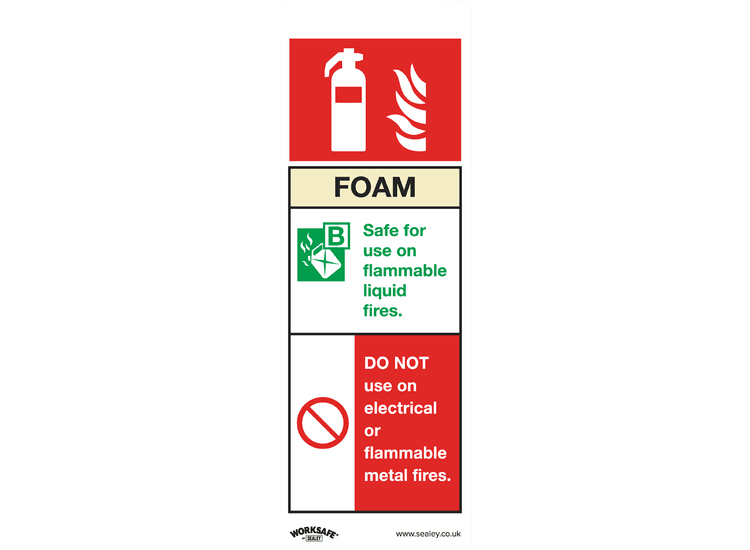 Sealey SS30P1 Safe Conditions Safety Sign - Foam Fire Extinguisher - Rigid Plastic