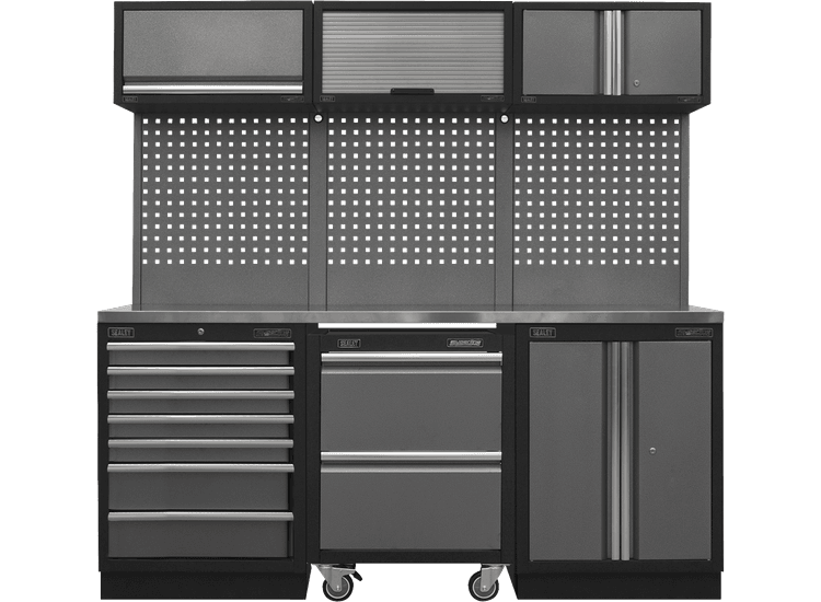 Sealey APMSSTACK12SS Superline Pro 2.04m Storage System - Stainless Steel Worktop