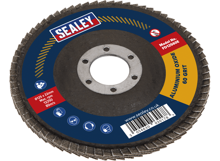 Sealey FD12560E Flap Disc Aluminium Oxide Ø125mm Ø22mm Bore 60Grit