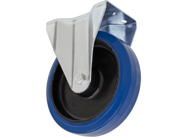 Sealey SCW3200FPEM Heavy-Duty Blue Elastic Rubber Fixed Castor Wheel Ø200mm - Trade