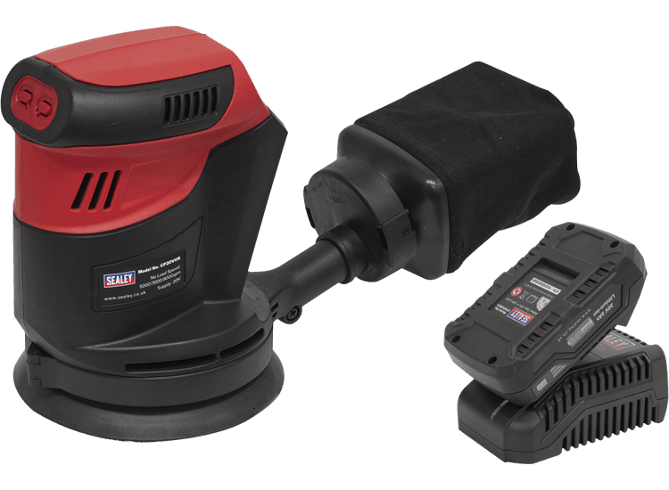 Sealey CP20VOSKIT1 Cordless Orbital Palm Sander Kit Ø125mm 20V 2Ah