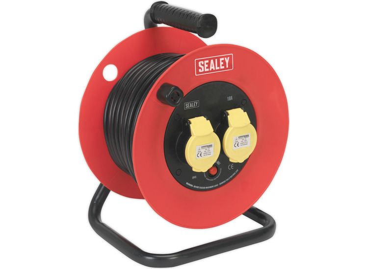 Sealey CR12515 Cable Reel 25m 2 x 110V 1.5mm² Heavy-Duty Thermal Trip