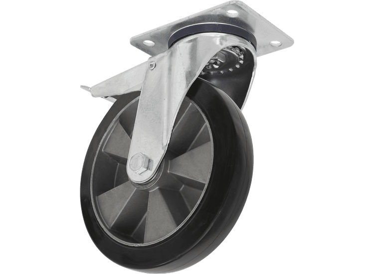 Sealey SCW5125SPLEM Heavy-Duty Rubber Castor Wheel Swivel With Total Lock Ø125mm - Trade