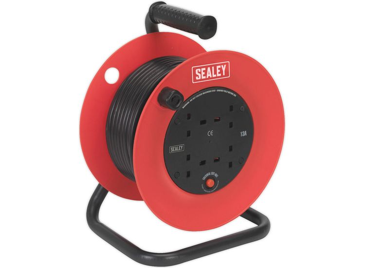 Sealey CR25/1.5 Cable Reel 25m 4 x 230V 1.5mm² Heavy-Duty Thermal Trip