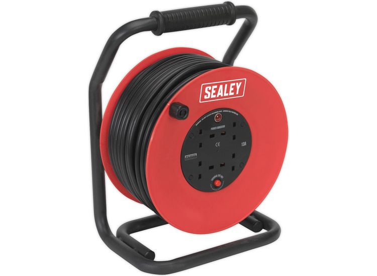 Sealey CR25025 Cable Reel 50m 4 x 230V 2.5mm² Heavy-Duty Thermal Trip