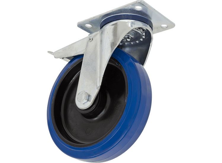 Sealey SCW3100SPLEM Heavy-Duty Blue Elastic Rubber Swivel Castor Wheel With Total Lock Ø100mm - Trade