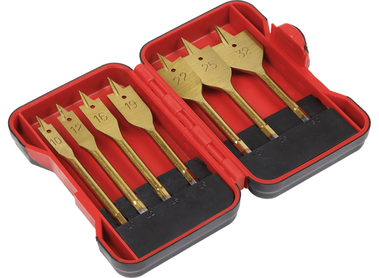 Sealey AK3707FW Flat Wood Drill Bit Set 7pc 1/4"Hex Shank