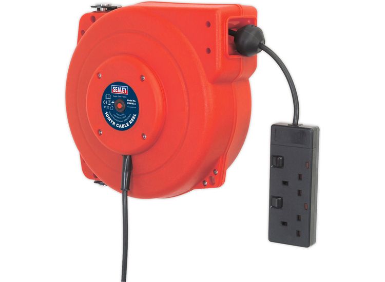Sealey CRM10 Cable Reel System Retractable 10m 2 x 230V Socket