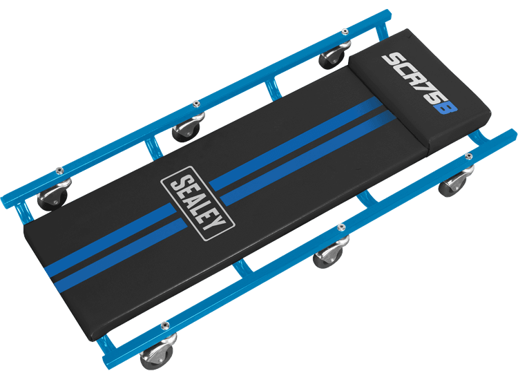 Sealey SCR75B 36" Deluxe American-Style Creeper with Steel Frame &amp; 6 Wheels - Blue