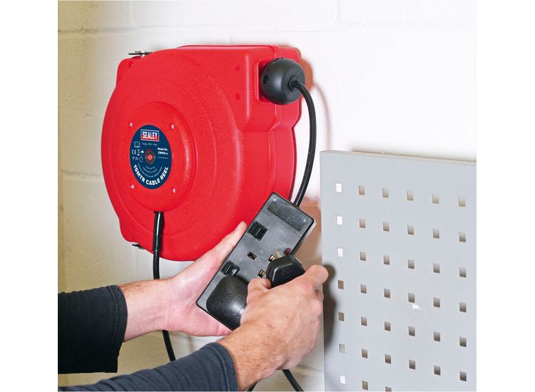 Sealey CRM15 Cable Reel System Retractable 15m 2 x 230V Socket