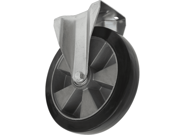 Sealey SCW5152FPEM Heavy-Duty Rubber Castor Wheel Fixed Plate Ø152mm - Trade