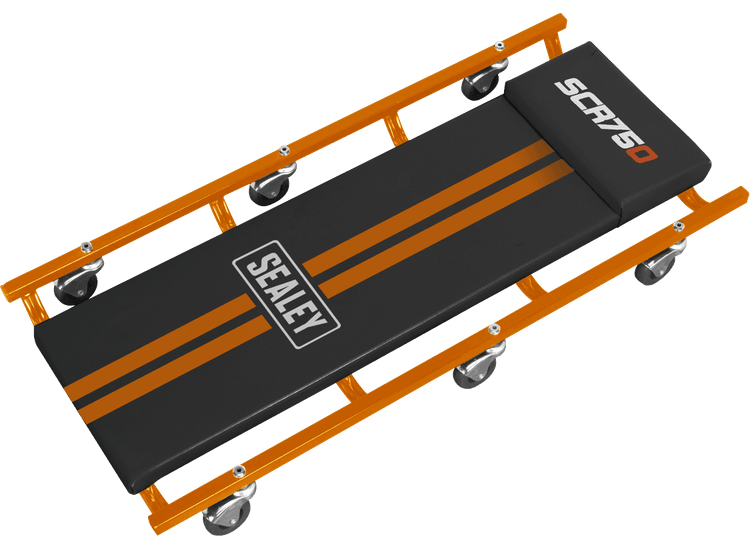 Sealey SCR75O 36" Deluxe American-Style Creeper with Steel Frame &amp; 6 Wheels - Orange