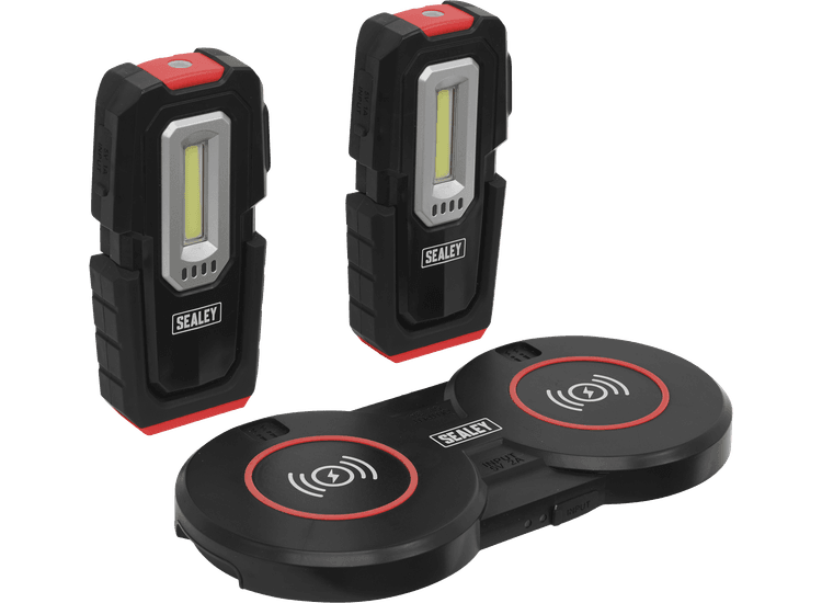 Sealey LEDWCBCOMBO3 Inspection Light (x2) 3W &amp; 1W COB LED &amp; Double Wireless Charging Base