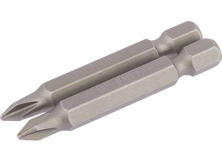 Draper 64232 Cross Slot Insert Bit, 1/4" Hex, 50mm Long, No.1 (Pack of 2)