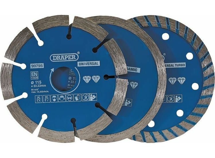 Draper 99795 Diamond Blade Set, 115mm (3 Piece)