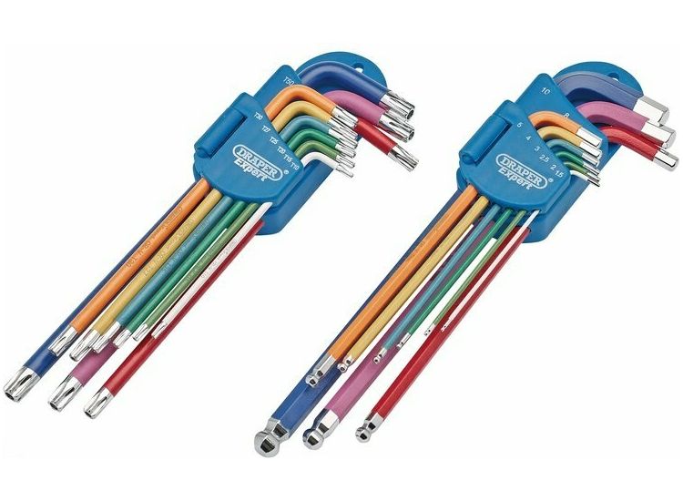 Draper 04776 Draper Expert Metric Long Arm TX-STAR&amp;#174; and Hex Key Set, Colour Coded (18 Piece)