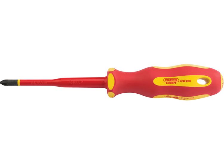 Draper 02166 Ergo Plus&amp;#174; Slimline PZ Type VDE Screwdriver, No.2 x 80mm