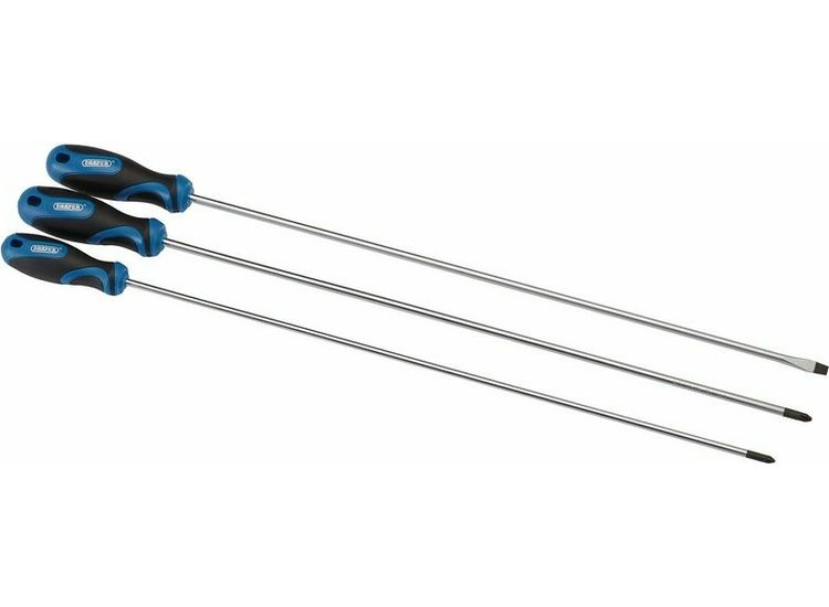 Draper 32603 Extra Long Reach Soft Grip Screwdriver Set, 450mm (3 Piece)