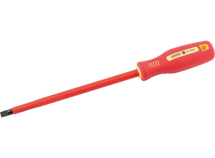Draper 54273 Fully Insulated Plain Slot Screwdriver, 8 x 200mm (Sold Loose)