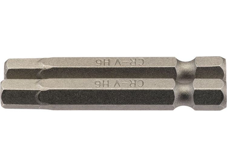 Draper 64259 Hexagonal Insert Bit, 6mm, 1/4" Hex, 50mm Long (Pack of 2)