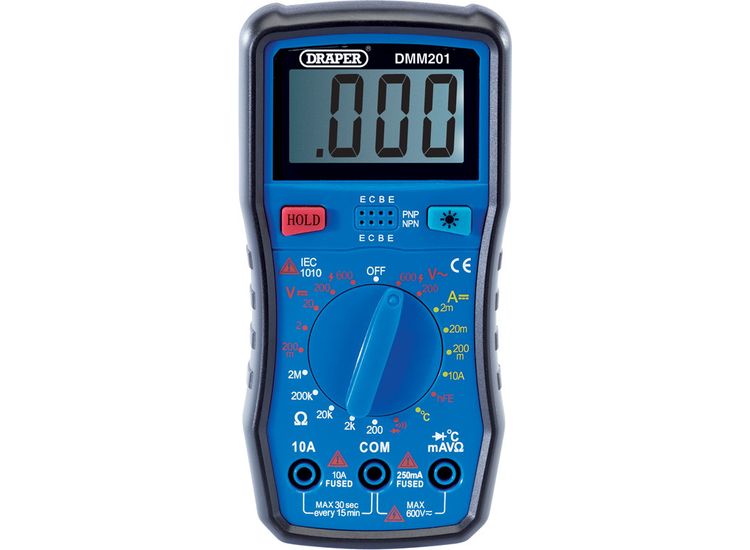 Draper 41818 Manual-Ranging Digital Multimeter, 1 x Test Leads, 1 x Temp Probe, 1 x Case