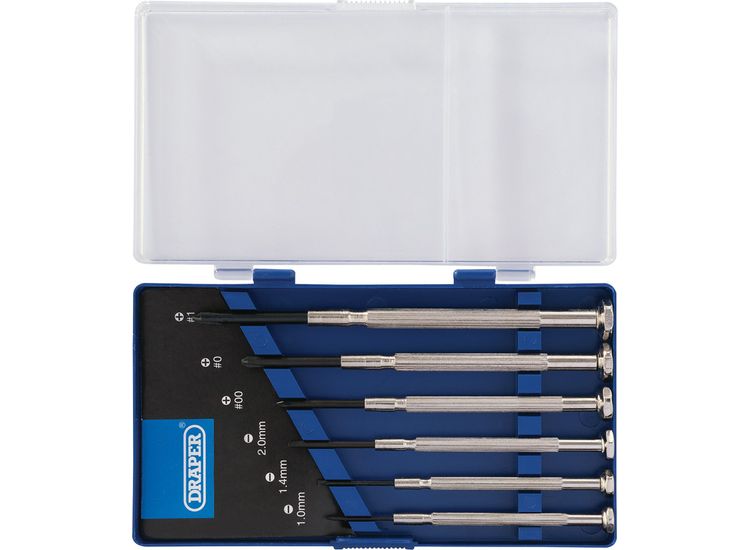Draper 14956 Precision Screwdriver Set, 3 x Plain Slot, 3 x Cross Slot (6 Piece)