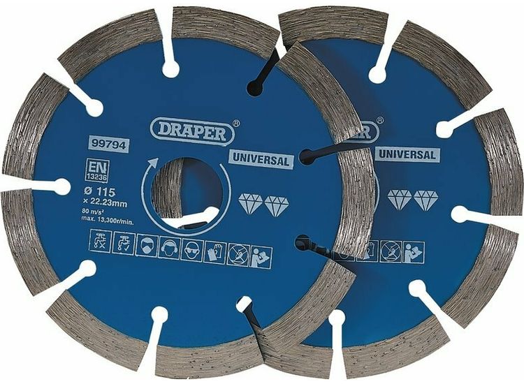 Draper 99794 Segmented Diamond Blade, 115mm (Pack of 2)