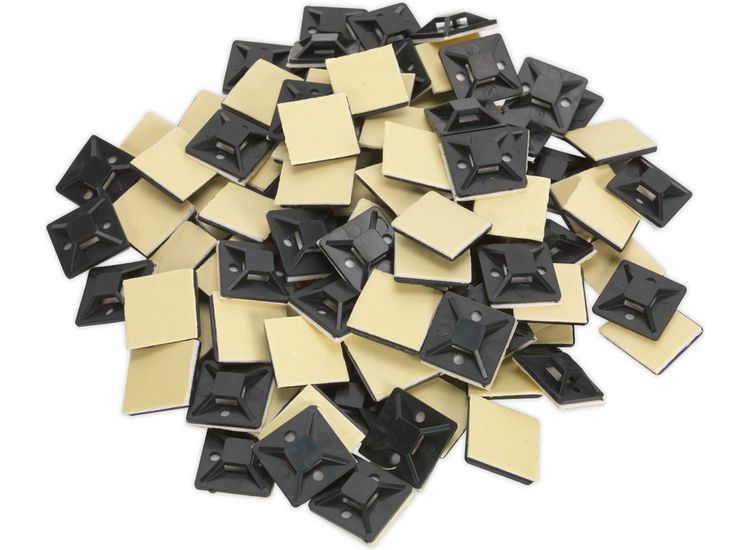 Sealey CTM2525B Self-Adhesive Cable Tie Mount 25 x 25mm Black Pack of 100