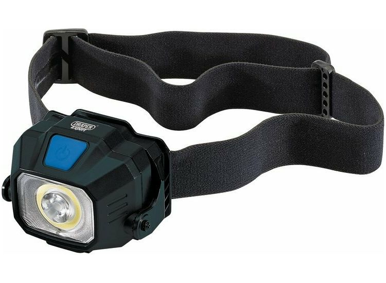 Draper 65689 COB LED SMD LED Wireless/USB Rechargeable Head Torch, 6W, 400 Lumens, USB-C Cable Supplied