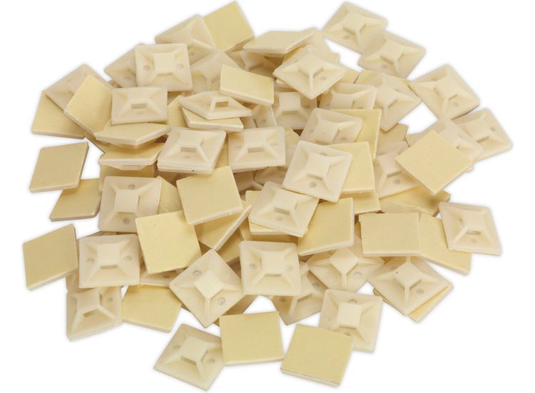 Sealey CTM2525W Self-Adhesive Cable Tie Mount 25 x 25mm White Pack of 100
