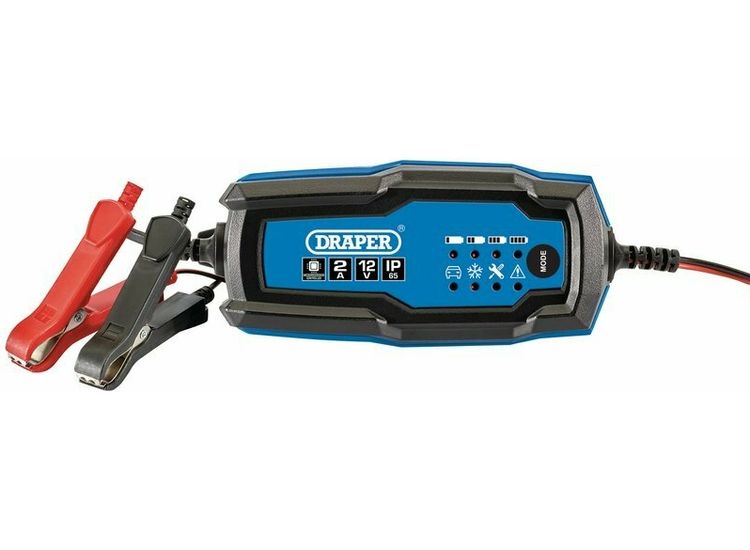 Draper 53488 12V Smart Charger and Battery Maintainer, 2A