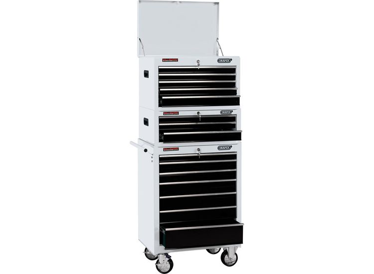 Draper 04597 Combined Roller Cabinet and Tool Chest, 15 Drawer, 26", White