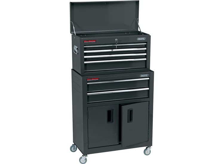 Draper 19572 Combined Roller Cabinet and Tool Chest, 6 Drawer, 24", Black