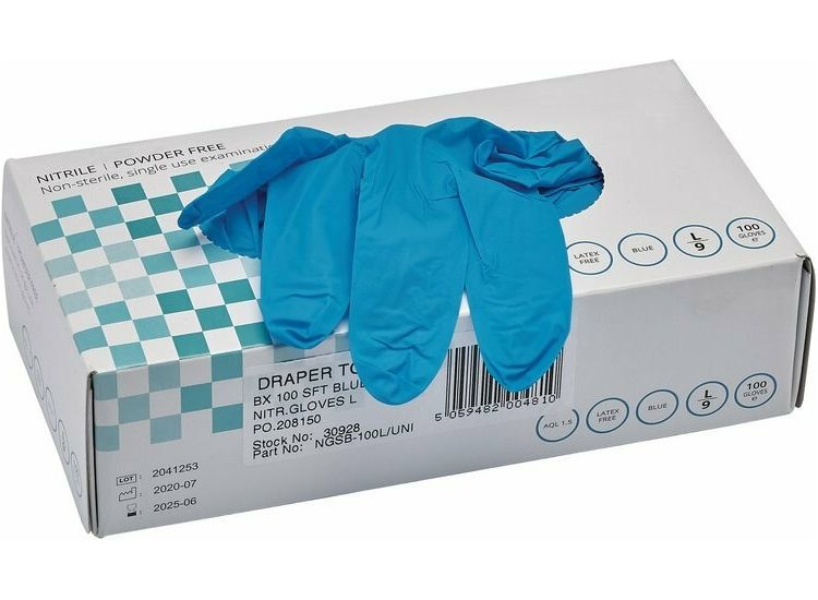 Draper 30927 Nitrile Gloves, Blue (Pack of 100)