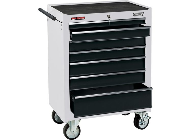 Draper 35744 Roller Tool Cabinet, 7 Drawer, 26", White