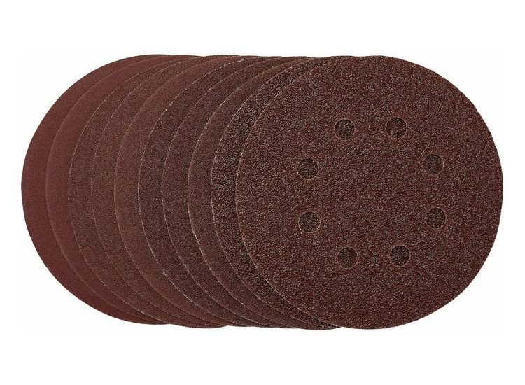 Draper 54759 Sanding Discs, 125mm, Hook &amp; Loop, Assorted Grit, (Pack of 10)