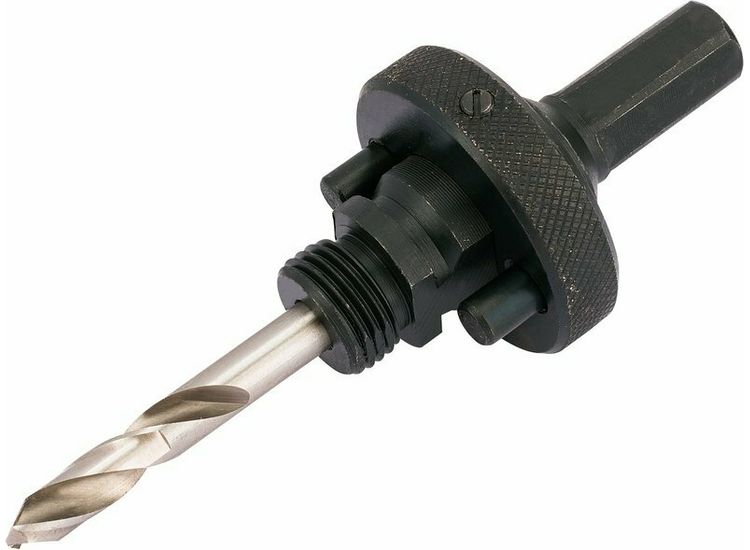 Draper 56402 Quick Release Hex. Shank Holesaw Arbor with HSS Pilot Drill for Holesaws 32 - 210mm, 7/16" Thread
