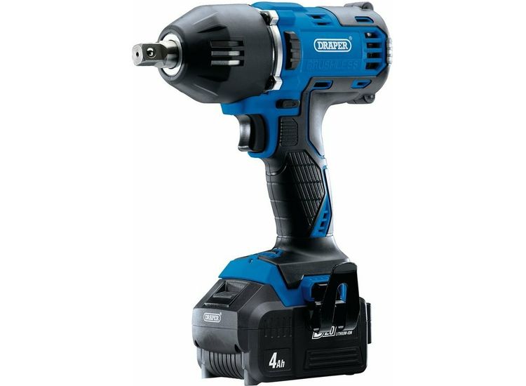 Draper 99251 D20 20V Brushless Mid-Torque Impact Wrench, 1/2", 2 x 4.0Ah Batteries, 1 x Fast Charger, 400Nm