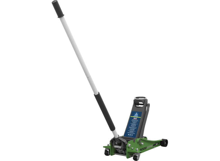Sealey 3000LEHV Trolley Jack 3tonne Low Entry Rocket Lift Hi-Vis Green